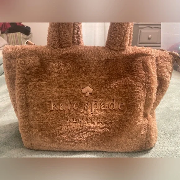 Kate Spade Unique Brown Teddy Shoulder Bag with Removable Strap - Picture 2 of 11